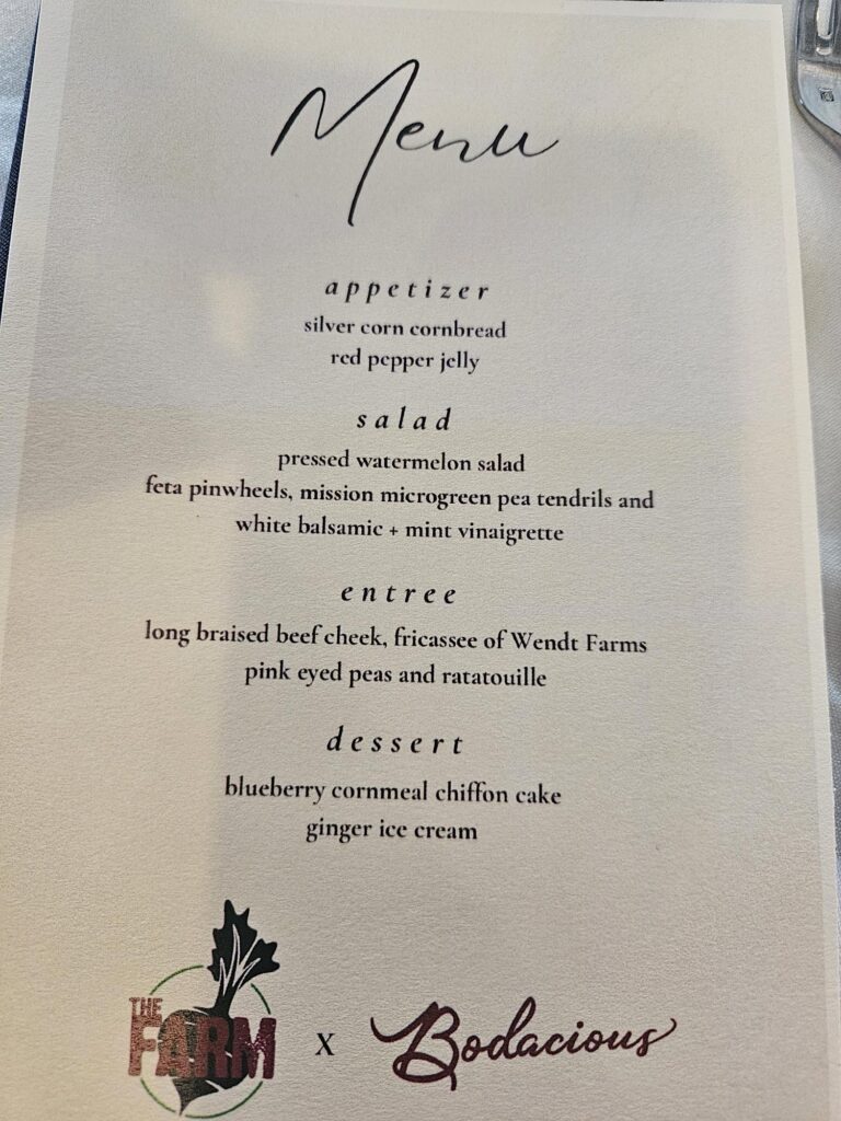 Dinner menu